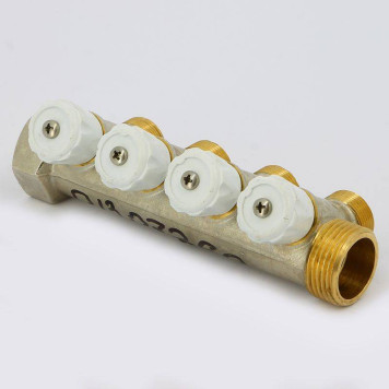 Коллектор НВ 1 с вентилями никелированный EMMETI 4 выходаМ24х19 36мм-3