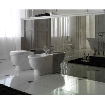 Globo Paestum Биде напольное пристенное 57х38см с 1 отв. под смеситель, с комплектом креплений, цвет: белый-1