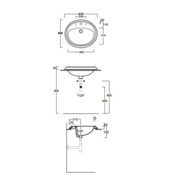 SIMAS Arcade Раковина 61х50.5 см, 3 отв., цвет: белый-1