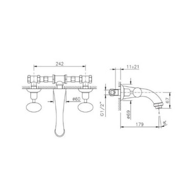 Nicolazzi M.Croce Встраиваемая часть для смесителя со стены 2207-1