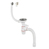 Сифон Wirquin NEO нерж. чашка D114 мм 11/2 х 40/50 с отв. для быт.техники круг. и квад. перелив L800 мм