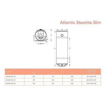 Водонагреватель электрический накопительный Atlantic STEATITE SLIM 80 (851235)-2