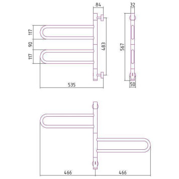 Сунержа Парео 4.0 Полотенцесушитель электрический 53,5x56,7h, лев., цвет: шампань 020-0823-0567-2