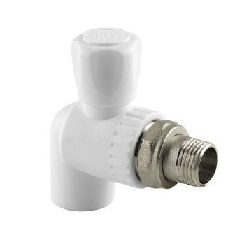 Кран шаровой PP-R бел Дн20х1/2 НР угл д/рад РосТурПласт 27807