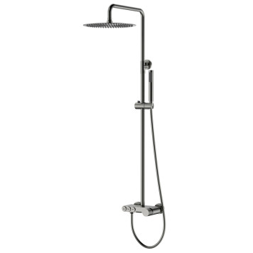Boheme Stick Touch Душевая стойка: смеситель, ручной душ, шланг, верхний душ, цвет: shine gun metall 128-SGM.2