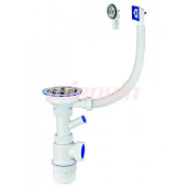 Сифон Wirquin Элит 11/2 х 40 мм нерж. чашка D114 мм с отводом с круглым и прямоугольным переливом L300 м