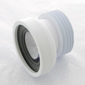 Труба фановая L=120 мм с манжетой и 20 мм смещ., вход 97-107 мм, выход внутрь 110 мм трубы