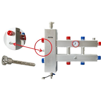Гидроразделитель нерж. с коллектором горизонтальный, двухсторонний, 3 контура-1