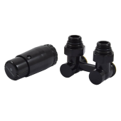 Комплект узла нижнего подкл угловой STANDARD 3/4 (Ral 9005) с термогол. М30х1,5, ниппеля 1/2Х3/4