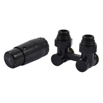 Комплект узла нижнего подкл угловой STANDARD 3/4 (Ral 9005) с термогол. М30х1,5, ниппеля 1/2Х3/4
