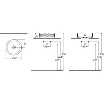 Allen Brau Fantasy Раковина чаша 36x36x12h см без отверстия, цвет: черный 4.11033.31-1