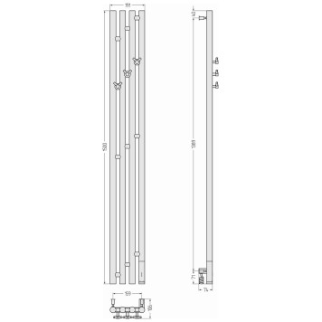 Сунержа Кантата 3.0 Полотенцесушитель электрический 19,1x150h см, правое, цвет: белый 12-5847-1516-3