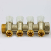 Коллектор НВ 1  с вентилями никелированный EMMETI 4 выходаМ24х19 36мм