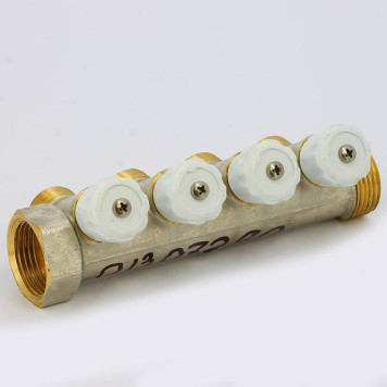 Коллектор НВ 1 с вентилями никелированный EMMETI 4 выходаМ24х19 36мм-2