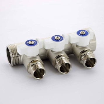 Коллектор НВ 1 с вентилями никелированный EMMETI 4 выходаМ24х19 36мм-7