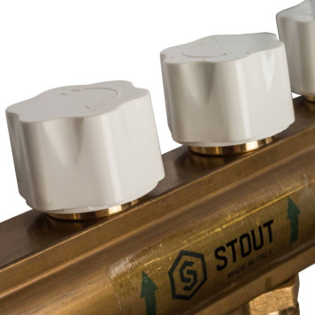 Распределительный коллектор STOUT с расходомерами на 6 выходов из латуни-5