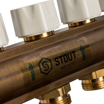 Распределительный коллектор STOUT из латуни с расходомерами на 7 выходов.-6