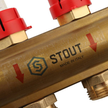 Распределительный коллектор STOUT из латуни с расходомерами на 8 выходов-5