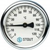 Биметаллический термометр Stout SIM-0004 с корпусом Dn 63 мм, диапазоном измерения 0...120°С, 1"-2".