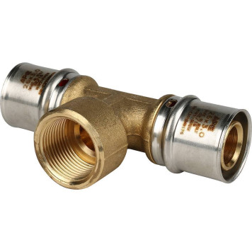 Тройник-переходник STOUT с внутренней резьбой для металлопластиковых труб прессовой 26х3/4х26