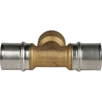 Тройник-переходник STOUT с внутренней резьбой для металлопластиковых труб прессовой 26х3/4х26-3