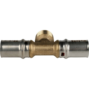 Тройник-переходник STOUT для металлопластиковых труб прессовой с наружной резьбой 16х1/2х16-3