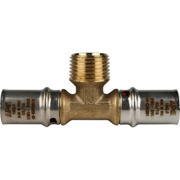 Тройник-переходник STOUT для металлопластиковых труб прессовой с наружной резьбой 16х1/2х16-4