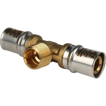 STOUT Тройник-переходник для металлопластиковых труб 20х1/2х20 с наружной резьбой прессовой