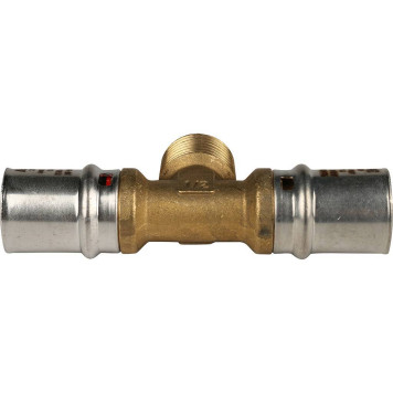 STOUT Тройник-переходник для металлопластиковых труб 20х1/2х20 с наружной резьбой прессовой-3