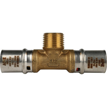 STOUT Тройник-переходник для металлопластиковых труб 20х1/2х20 с наружной резьбой прессовой-4