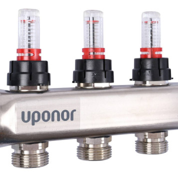 Коллектор Uponor Smart S с расходомерами, стальной, 4 выхода 3/4 евроконуса-6