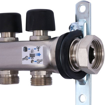 Коллектор Uponor Smart S с расходомерами, стальной, 4 выхода 3/4 евроконуса-8