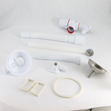 Сифон Wirquin NEO нерж. чашка D114 мм 11/2 х 40/50 с отв. для быт.техники круг. и квад. перелив L800 мм-2