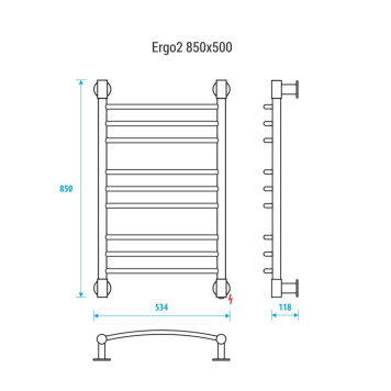 Электрический полотенцесушитель Energy Ergo2 850x500 RAL 9005 (черный матовый)-2