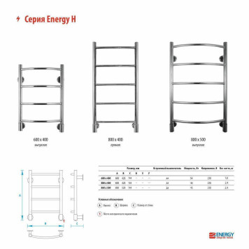 Электрический полотенцесушитель Energy H 800x500 (G6)-4
