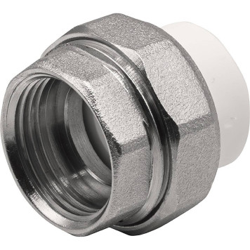 Муфта THERMOLIGHT комбинированная разъемная PP-R ВР 20х3/4 белый (10/290)