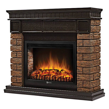 Портал Firelight Bricks Wood 30 камень коричневый, шпон темный дуб-1