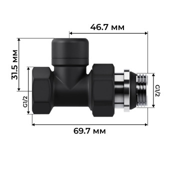 Набор термостатический прямой Royal Thermo Design 1/2М30х1,5 (Черный)-5