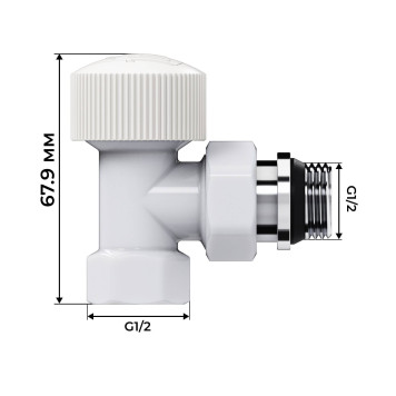 Набор термостатический угловой Royal Thermo Design 1/2М30х1,5 (Белый)-3