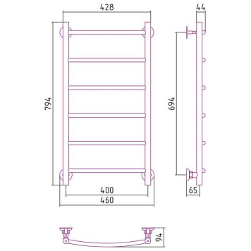 Стилье Версия-Н2 Полотенцесушитель водяной 40x80h, цвет черный 17622-8040-2