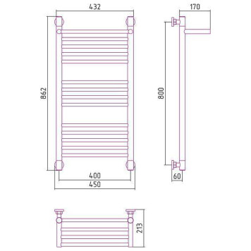 Сунержа Богема с 1 полкой Полотенцесушитель водяной 40x80h, цвет: без покрытия 00-0223-8040-2