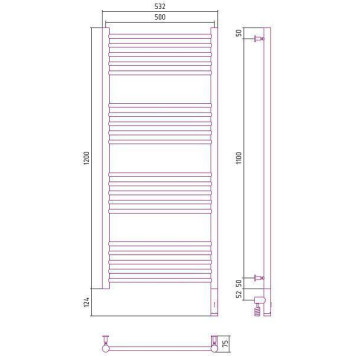 Сунержа Богема 3.0 Полотенцесушитель электрический 50x120h, прав., цвет: сатин 071-5805-1250-1