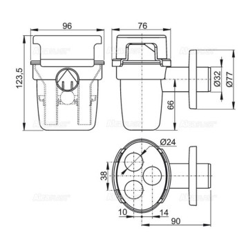 Воронка Alcaplast с сухим сифоном (шарик) для сбора конденсата с держателем для трубок 32 мм пластик-1