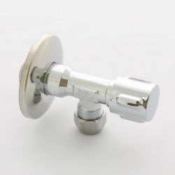 Вентиль Н-обжим Uni-Fitt 1/2" х 10 мм (3/8") для подключения бачков / смесителей, хромированный, рукоятка металл
