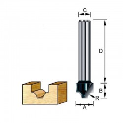 Фреза пазовая фасонная, каплевидная 19х32х11х8 мм; R=4 мм (D-10970)