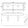 Simas Agile Раковина 141x46 см, 2 отв., двойная, цвет: белый