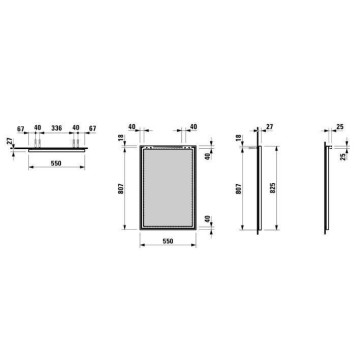 Laufen Frame 25 Зеркало 55x82.5см., с алюминиевой рамой, цвет: хром. 4.4740.1.900.144.1-1