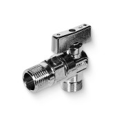 Кран НН 1/2 х1/2   угловой шаровой  MIAMI c розеткой 1/2  из нерж. стали, для подкл. бачков