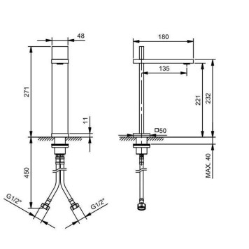 Fantini AK/25 Смеситель для раковины, 1 отв., излив: 135 мм, цвет: Matt Gun Metal PVD-1