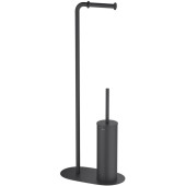 AQ4231MB ОБЕРОН держатель туалетной бумаги с ершиком напольный, матовый черный AQ4231MB